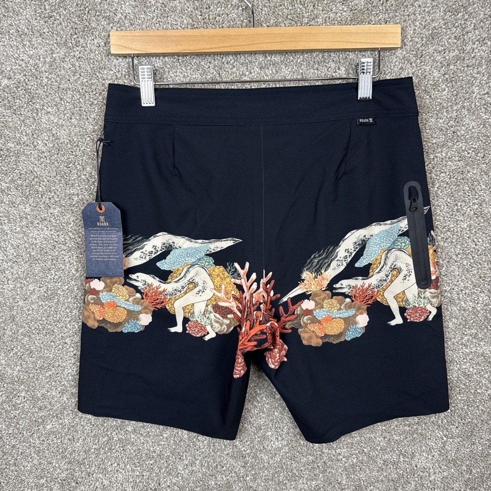Roark The Passage Primo 18 Yiling Boardshorts Mens 28‎ Dark Navy Eel Coral NEW - Picture 3 of 7